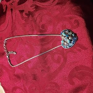 Brighton Turquoise Colored Stone Necklace w Crystals.